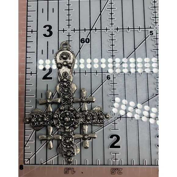 900 Silver Holy Land Crusader Cross Pendant Hand Forged Vintage Unisex Jewelry - Picture 6 of 6
